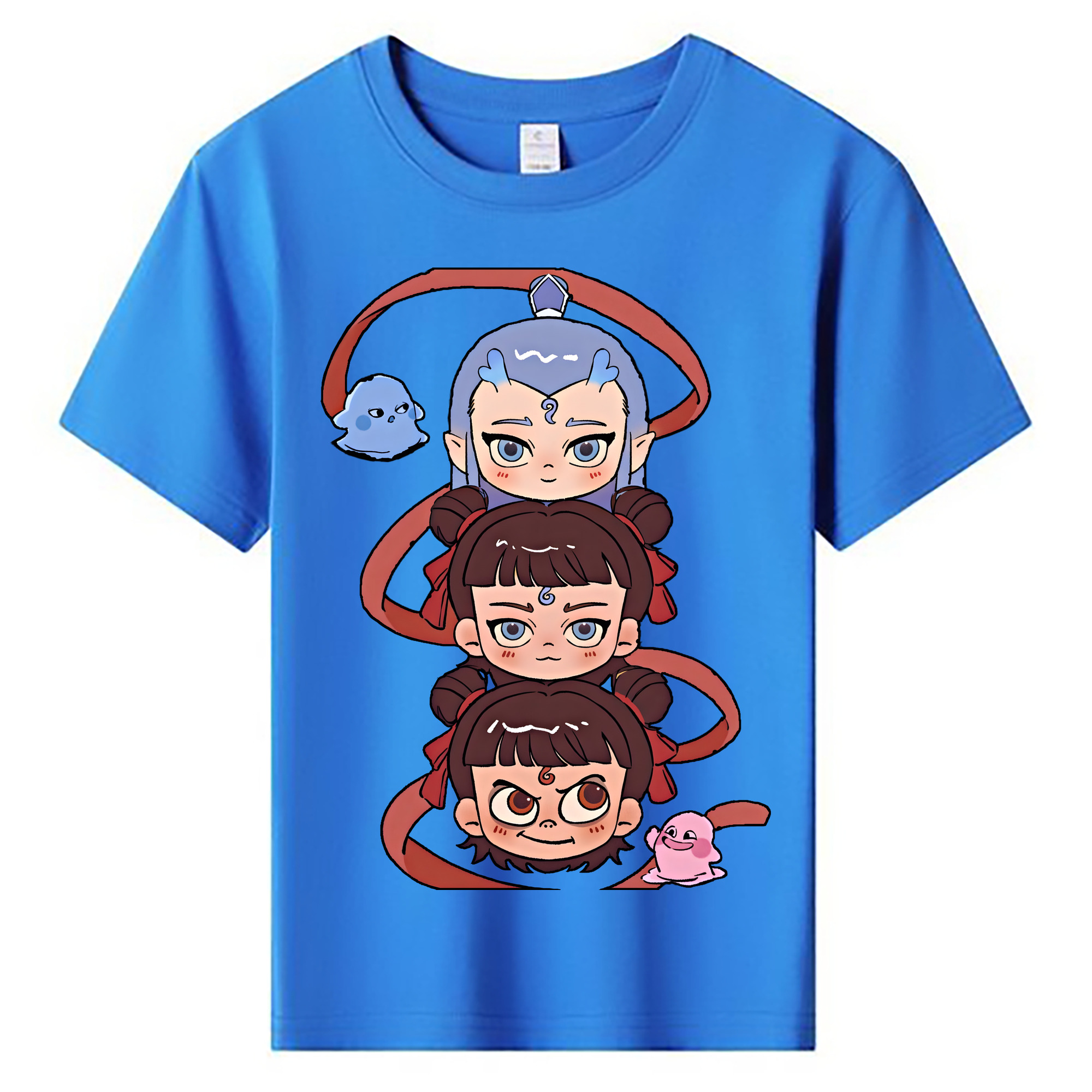 （画像用） Ne Zha 2 ナタ 魔童の大暴れ 綿100％キッズTシャツ（フロントプリント）